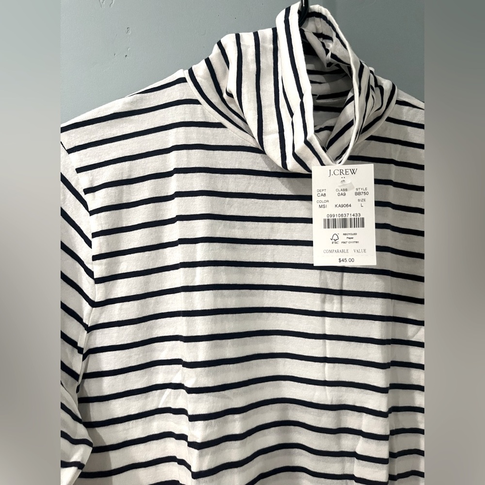 ⚓️ J CREW Navy Striped Tissue Turtleneck {NWT} - Picture 6 of 7